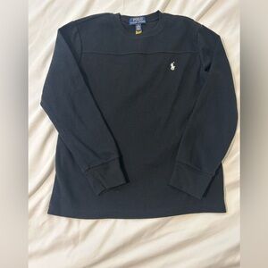 Polo Ralph Lauren Waffle Knit Thermal Shirt Black Size M 10-12
